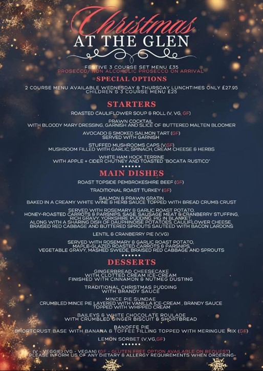 The Glen Christmas Menu