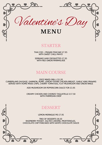 Valentine's Day Menu